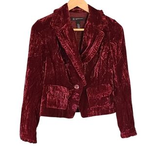 INC International Concepts Women's Burgundy Velvet Blazer Petite S